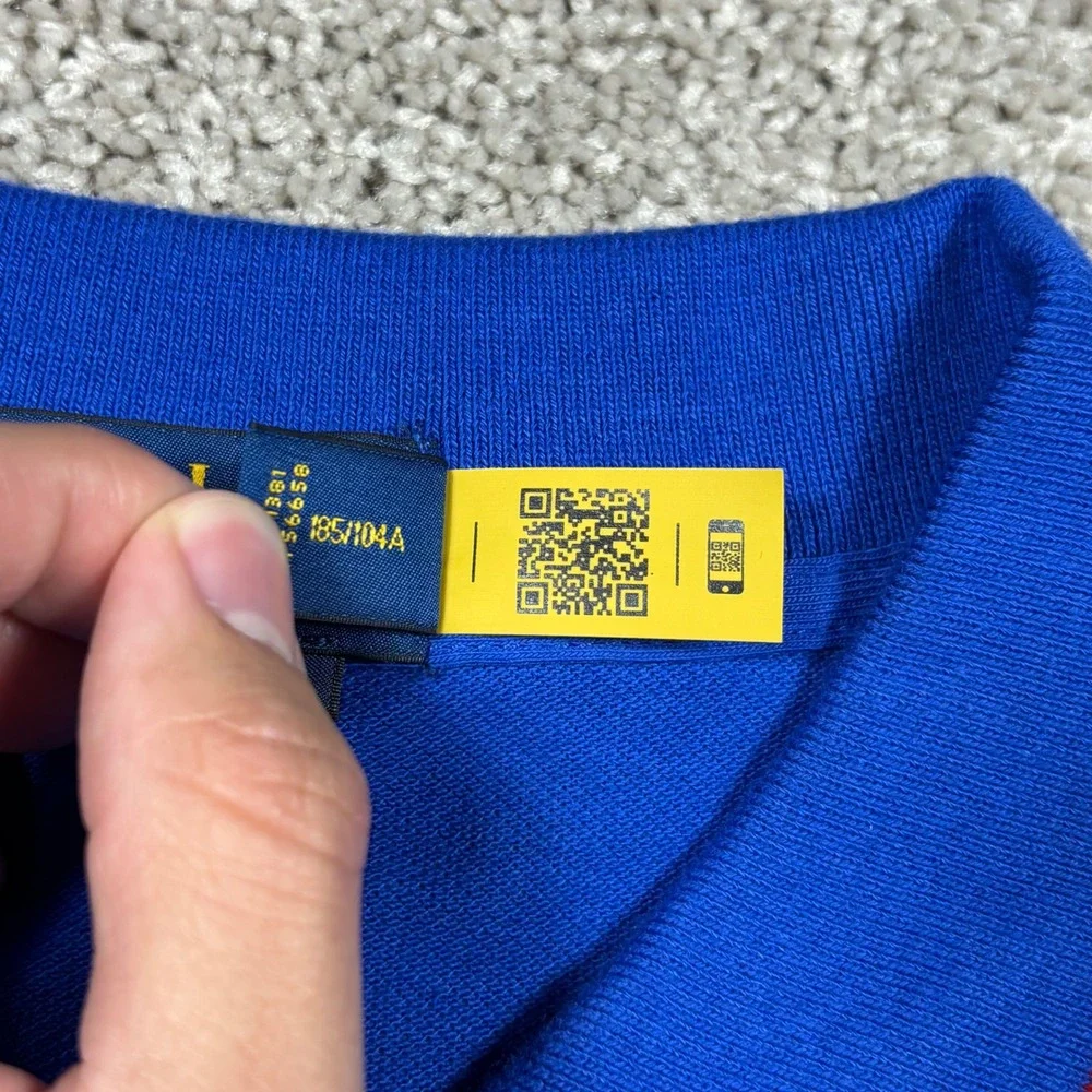 Polo Ralph Lauren Mens XL Classic Fit Royal Blue Graphic Spellout Polo Shirt
